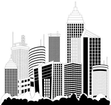 Modern metropolis skyscrapers Stock Illustration