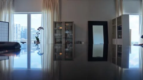 Modern Miami Condo Interior – Open Living and Dining Area May 1st 2025 Stock Photos