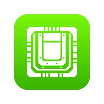 Modern microchip icon green vector Illustrazione stock