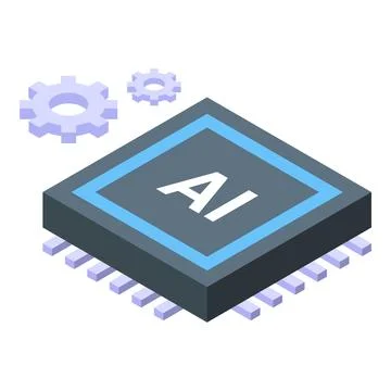 Modern microchip using artificial intelligence with gears working Stock Illustration