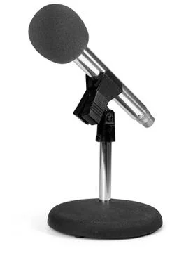 Modern microphone on white Foto stock