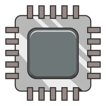 Modern microprocessor icon, cartoon style Stock Illustration