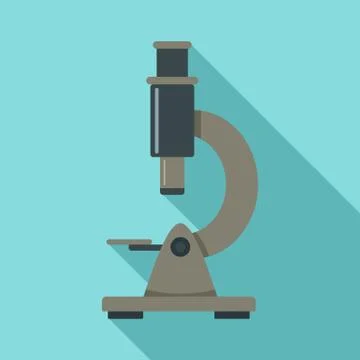 Modern microscope icon, flat style Illustrazione stock