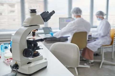Modern microscope in the laboratory Stock Photos
