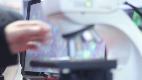 Modern microscope in a scientific research center Stock Footage 73386141