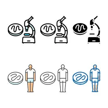 Modern microscope worm parasite color icon vector Stock Illustration