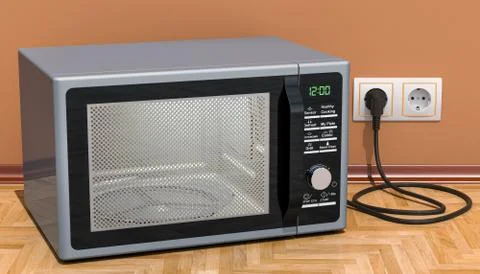 Modern Microwave in interior, 3D rendering Stockillustratie