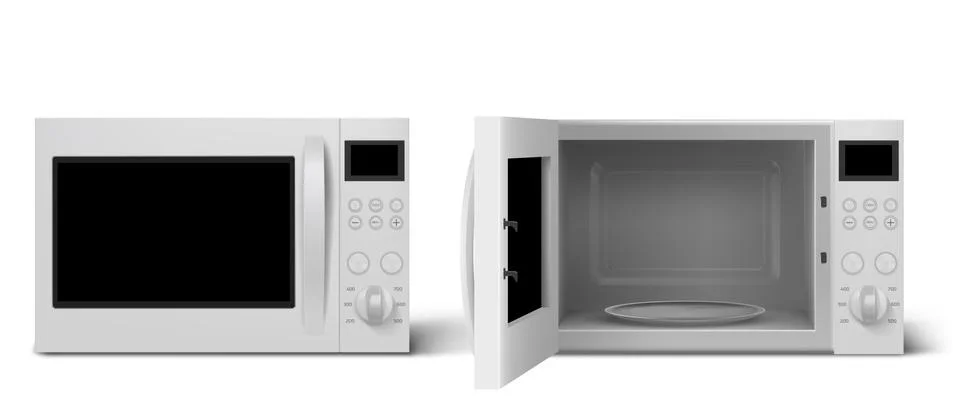Modern microwave oven with open and closed door Stock Illustration