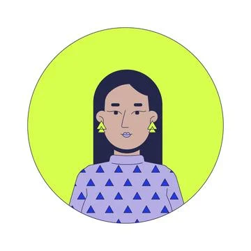 Modern middle eastern woman in pattern sweater linear vector avatar illustr.. Stock Illustration
