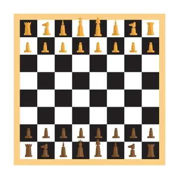 Modern minimal chess set and chessboard with pieces apart. Simpl Stock Illustration