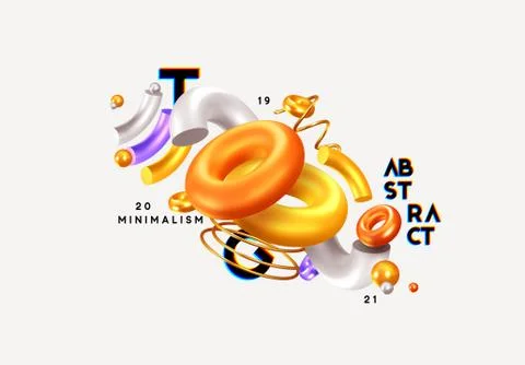 Modern minimal design with realistic 3d render objects. Abstract background.  Illustrazione stock