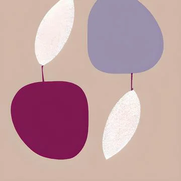 A modern, minimal image showing two apples in burgundy and purple Stock Illustration