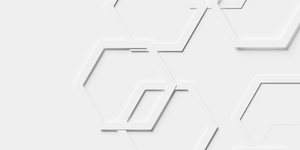 Modern minimal layered thin white honeycomb hexagon frames geometrical patt.. Stock Illustration