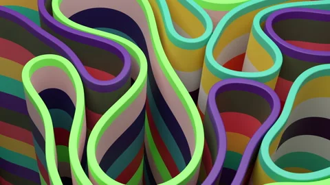Modern Minimal Motion Design With Rubber Ribbons Stock Footage 145341191