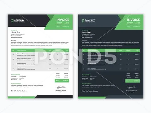 Modern minimal professional invoice template with light and dark color varia Modello PSD