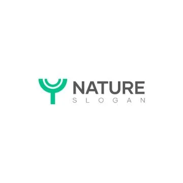 Modern minimal tree logo design. Natural theme logo design with abstract shap Illustrazione stock