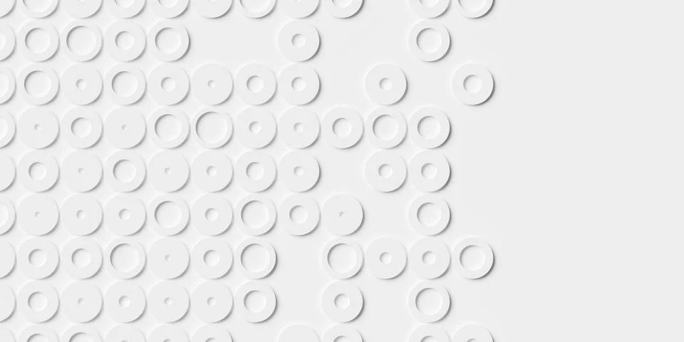 Modern minimal white background grid or array of circles with random thickn.. Stock Illustration
