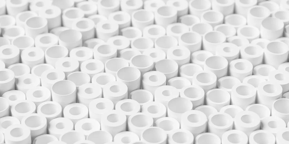Modern minimal white background grid or array of circles with different thi.. Stock Illustration