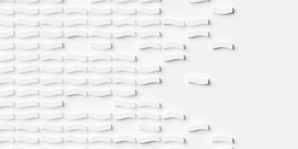 Modern minimal white background wave displaced rectangles or boxes grid, fa.. Stock Illustration
