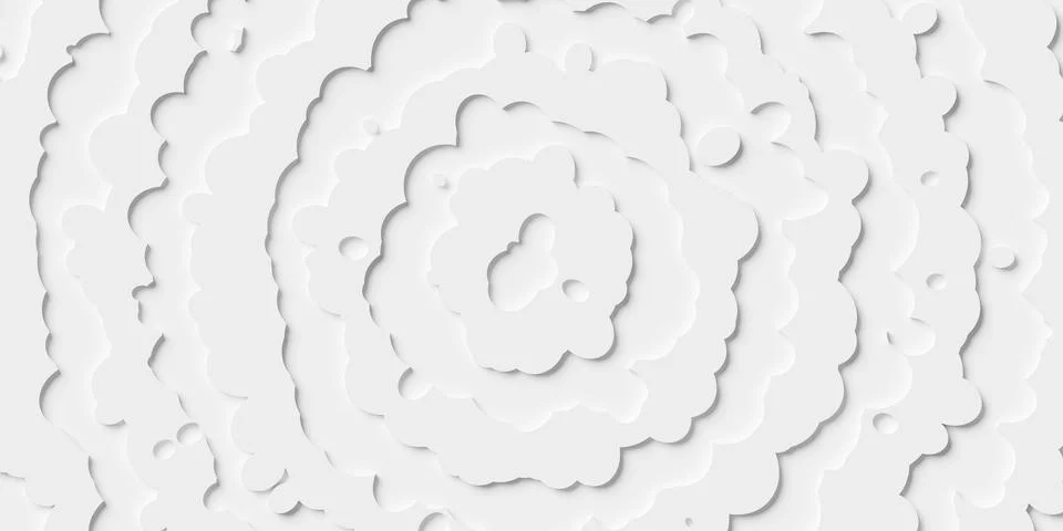 Modern minimal white cloud shaped concentric circles or rings geometry back.. Stock Illustration
