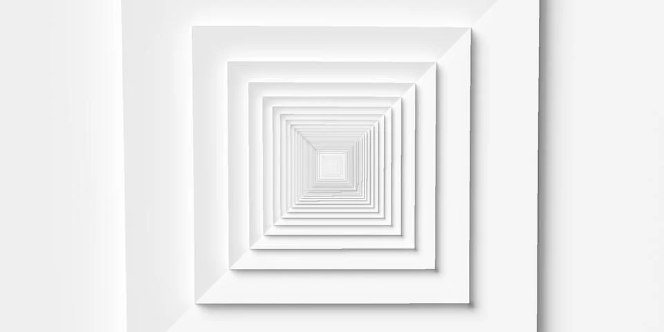 Modern minimal white multi level stacked offset square frames geometrical p.. Stock Illustration