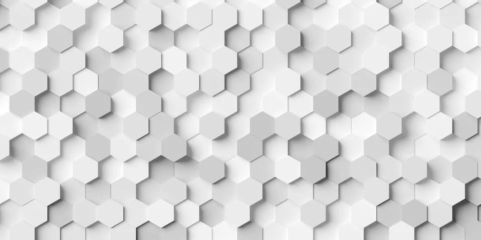 Modern minimal white random small honeycomb hexagon geometrical pattern backg Stock Illustration