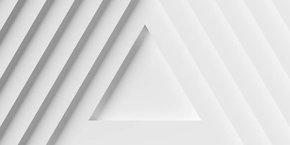 Modern minimal white triangle steps geometry background with copy space Illustrazione stock