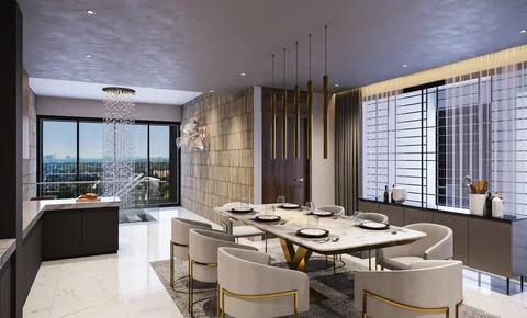 Modern Minimalism Streamlining Your Dining Room for a Clean and Contemporar.. Illustrazione stock