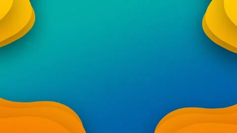 Modern Minimalist Blue Gradient Background with Orange Fluid Paper Cut Shapes Stock Footage 344126984