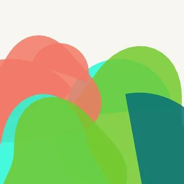 Modern Minimalist Boho Abstract Background with Organic Green and Coral Ove.. Stock Illustration