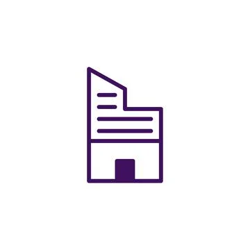 Modern minimalist building icon showcasing architectural outline, symbol of.. Ilustración de archivo