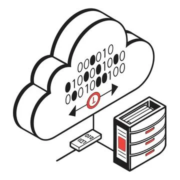 Modern Minimalist Cloud Computing Database Vector Icon 스톡 일러스트