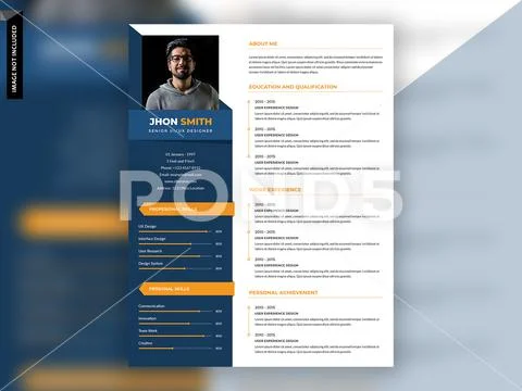Modern minimalist cv resume template PSD Template