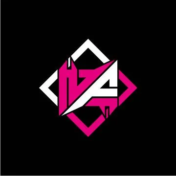 Modern minimalist design with letter N F initials and rectangular frame イラスト素材