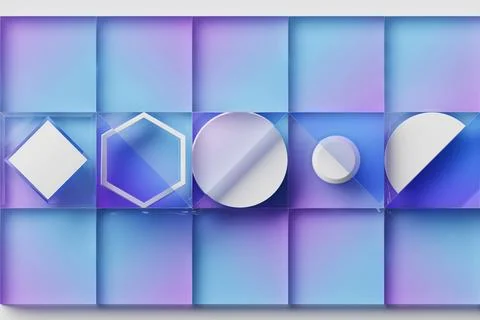 Modern minimalist design with realistic 3d rendering objects. Abstract backgr Stock Illustration