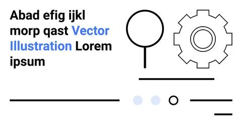Modern Minimalist Design with Text Elements, Circle and Gear Shapes for Web.. Stock Illustration