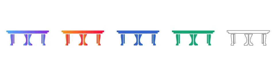 Modern Minimalist Dining Table Icon Set Stock Illustration