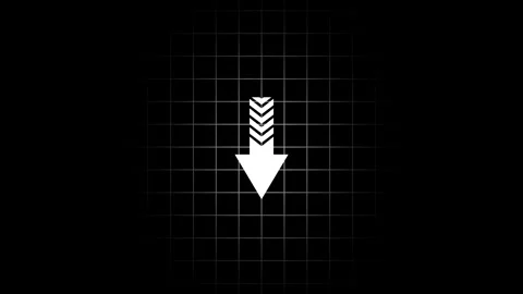 Modern Minimalist Down Arrow Icon on Grid Background Stock Footage 332984248