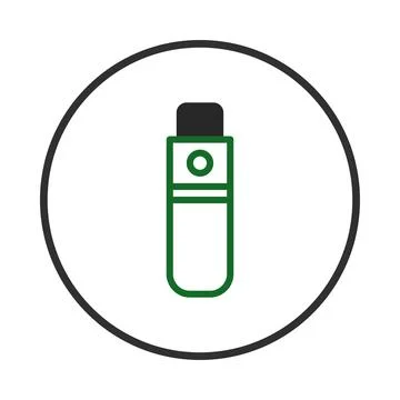 Modern minimalist e-cigarette device icon isolated in a circle providing a .. Stock Illustration