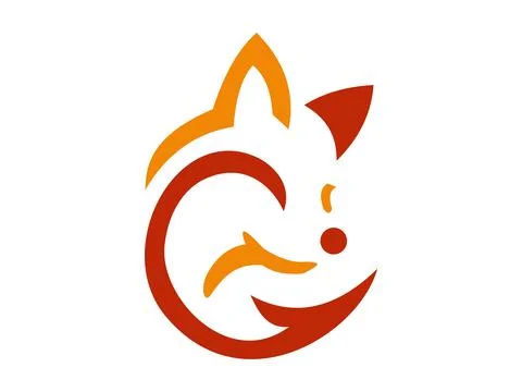 Modern Minimalist Fox Icon Vector Stock Illustration