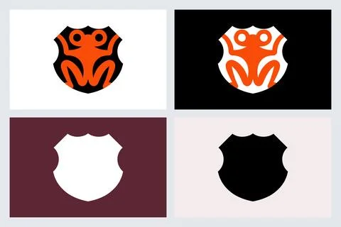Modern Minimalist Frog Logo Shield Icon Set Illustrazione stock