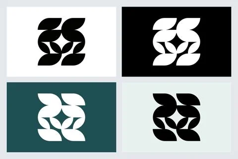 Modern Minimalist Geometric Abstract Logo Design Stock Illustration
