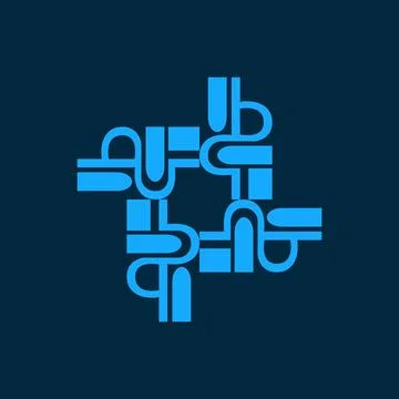 Modern-minimalist-geometric-tech-pattern-and-radial-blue-symbol Stock Illustration