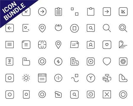 Modern Minimalist Icon Bundle for Digital Interfaces and Navigation Stock Illustration
