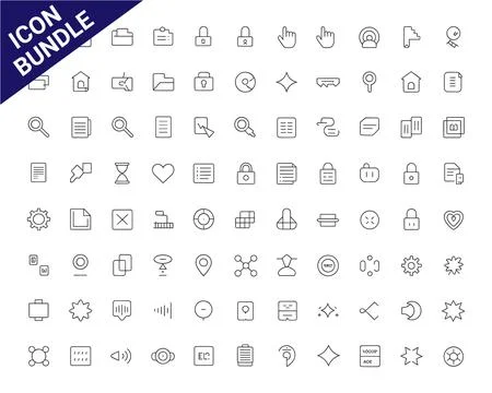Modern Minimalist Icon Bundle for Digital Interfaces and Navigation Stock Illustration