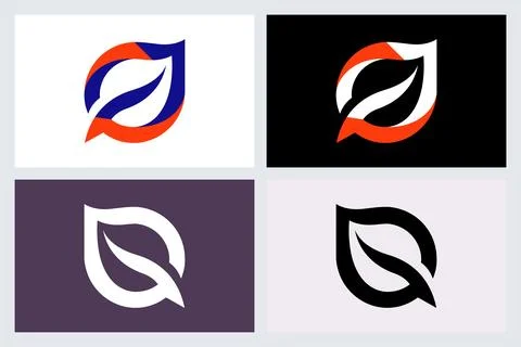 Modern Minimalist Leaf Logo Design Set Stock Illustration