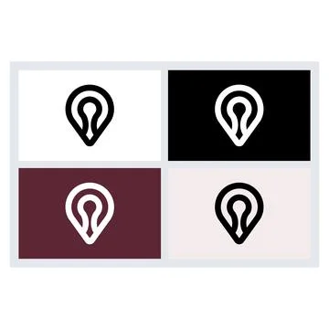 Modern Minimalist Map Pointer Location Icon Set Stock Illustration