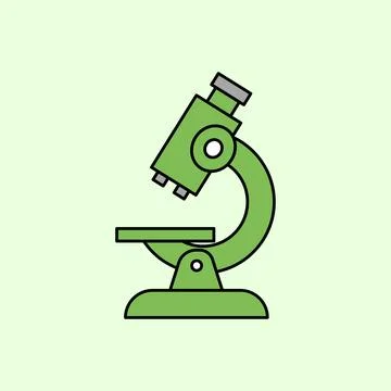 A modern, minimalist microscope illustration with a soft green background Stock Illustration