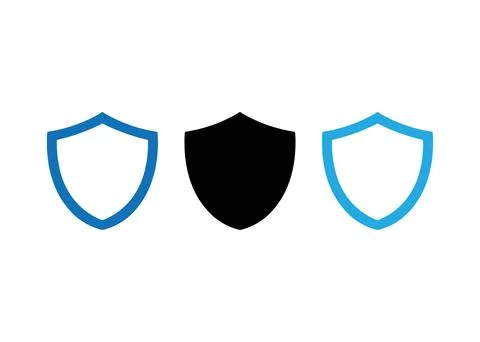 Modern Minimalist Security Shield Shape Icons Set 库存插图