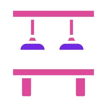 Modern Minimalist Table with Two Hanging Lights Design Stock Illustration